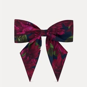 Oscar de la Renta x SimonSits Pink and Green Floral Dahlia Dog Bow